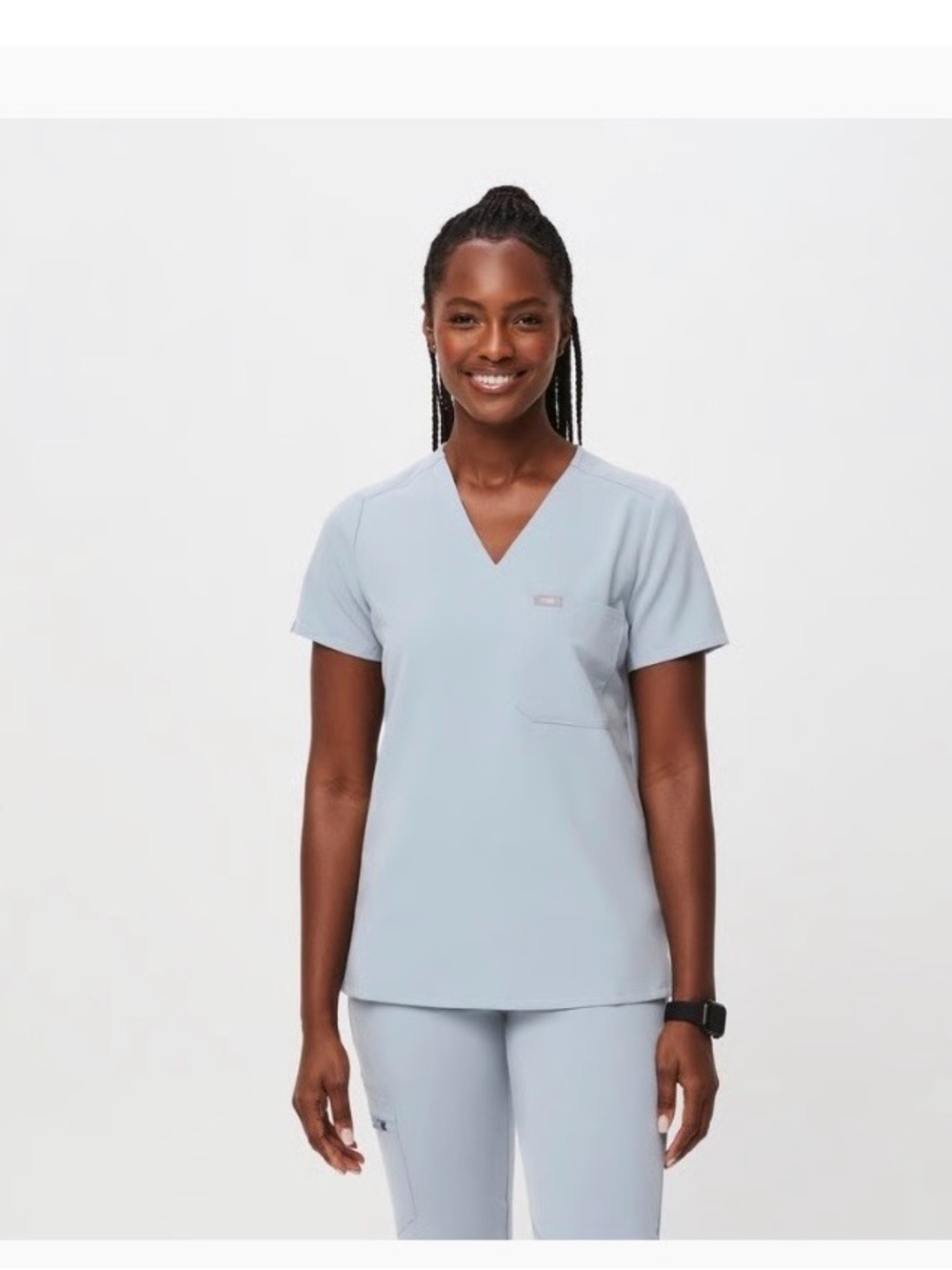 Figs one pocket Light Blue V-Neck Women's Scrub Top